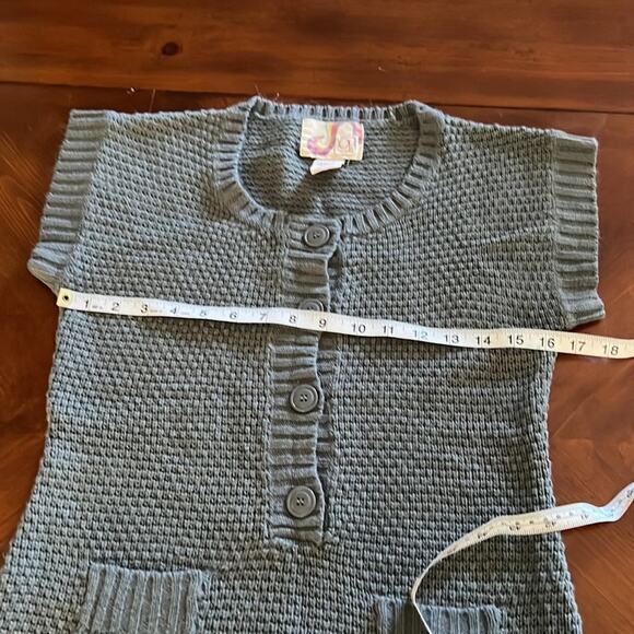 OP Gray Tunic Sweater Juniors Size S 3/5 Buttons Pockets Y2K - Picture 7 of 8